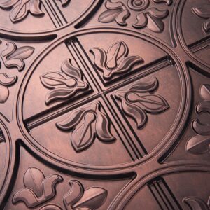 Art3d Drop Ceiling Tiles 2x2, Glue-up Ceiling Panel, Fancy Classic Style, Antique Copper