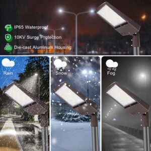 OSTEK LED Parking Lot Lights 300W Outdoor Commercial Area Lighting Fixture 42000LM - Waterproof IP65 5700K LED Shoebox Street Pole Light with Adjustable Slip Fitter Mount 100-277V