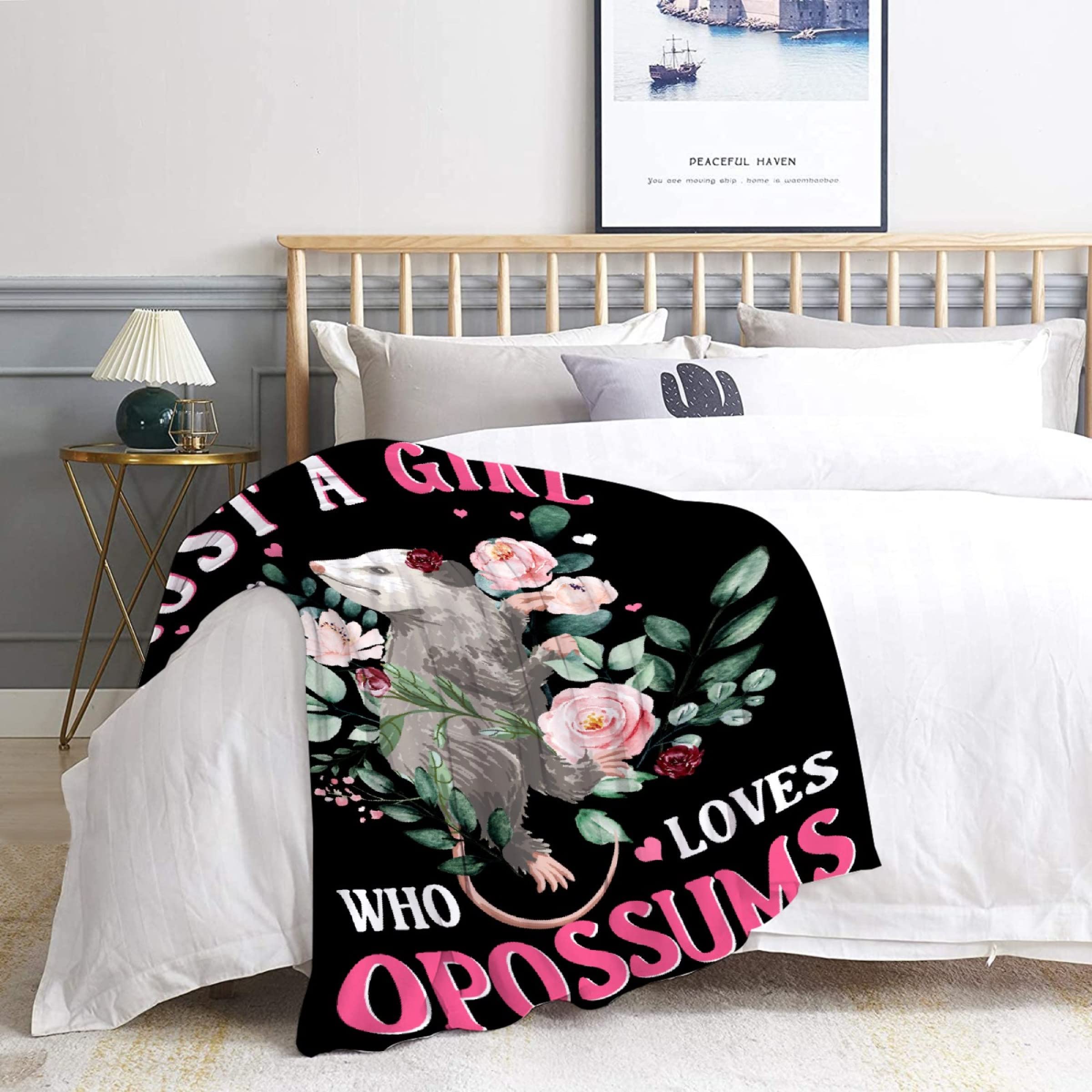 Opossum Blanket Possum Throw Blanket | Ultra Soft Just A Girl Who Loves Opossums Blanket for Girls | Funny Animal for Home Decor All Season | 40"x50" Opossum Lover Gift Blanket for Kids