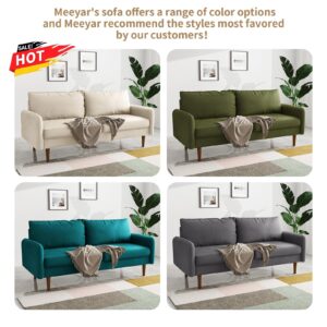 Meeyar 58''W Velvet Loveseat Sofa, Mid-Century Modern Love Seat Couch, Comfy Couches for Living Room, Small Loveseat for Small Spaces, 2 Cushion Couch for Bedroom Apartment Home Office, Goldenrod