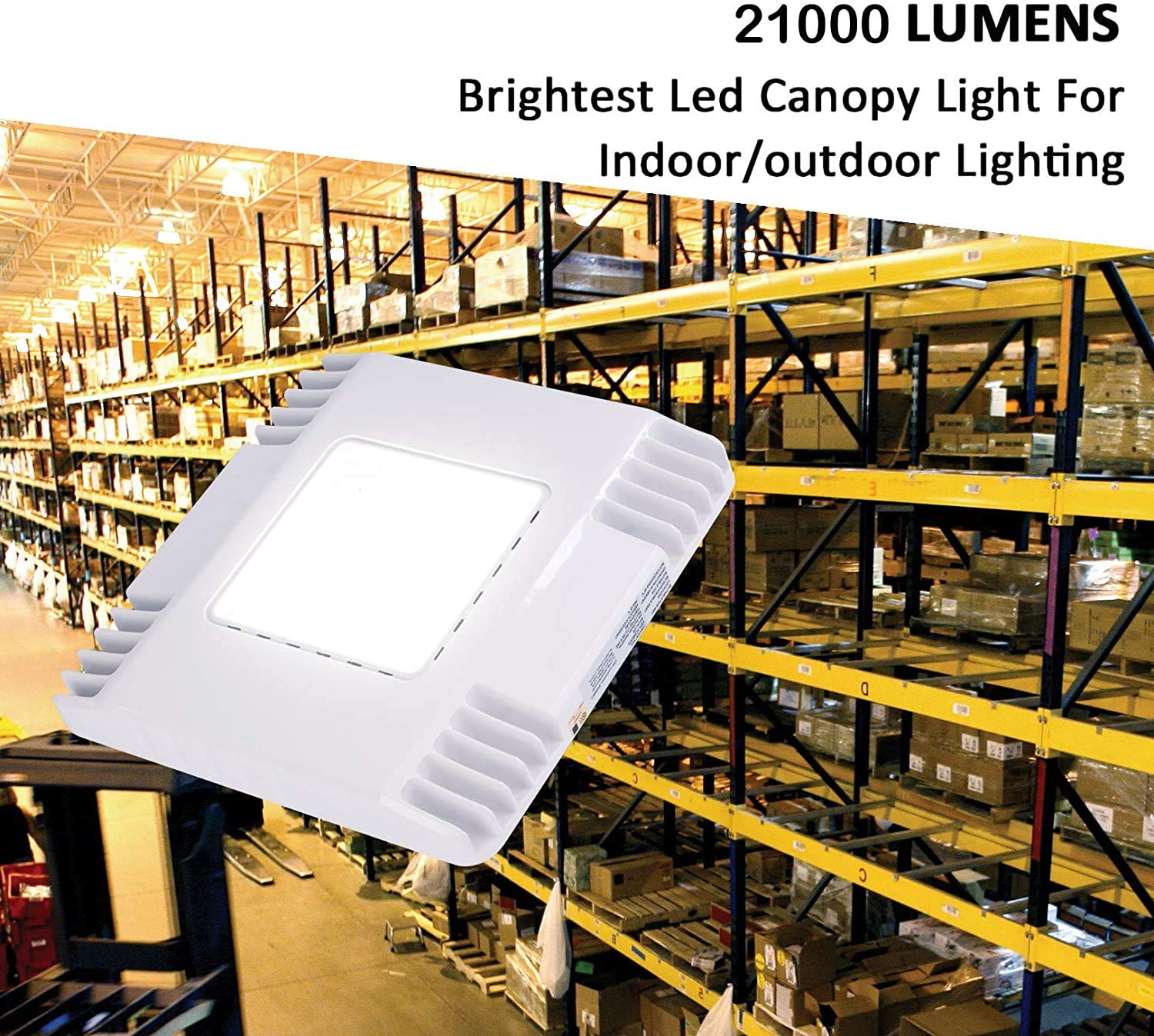 1 Pack LED Canopy Lights 150w 21000 Lumens 5000K Daylight White 750W HID/MH Equivalent,UL DLC Listed Gas Station Light,Waterproof IP65 Commercial Area & Outdoor Lighting,Ceiling Lighting Fixtures