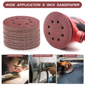 ZEHIQ 5 Inch Sandpaper 40 Grit, Coarse Grit 8 Hole Sanding Disc Hook and Loop Sandpaper Aluminum Oxide Round Sanding Pads for Random Orbital Sanders, 30 Pieces