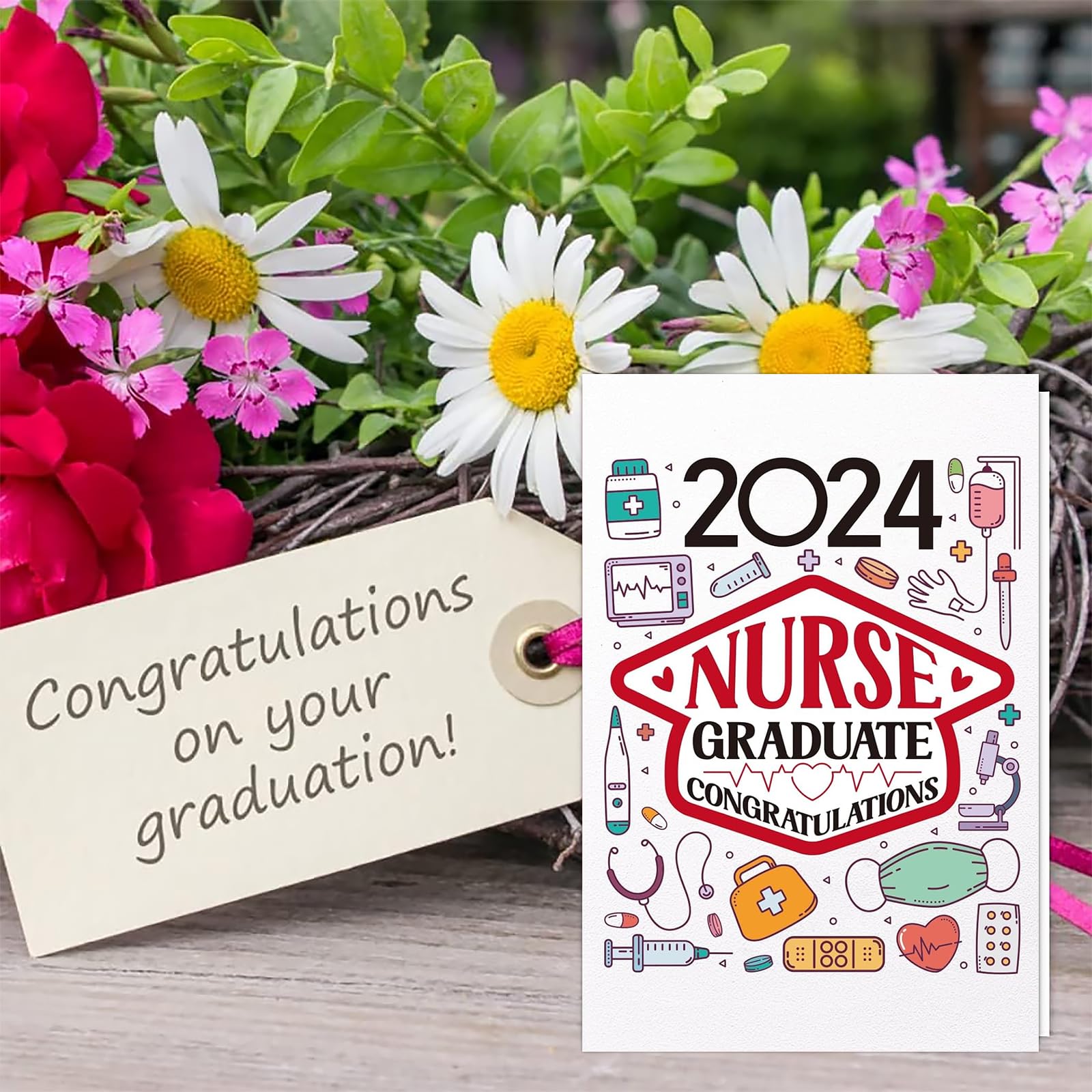 WaaHome 2024 Nurse Graduation Card for Her Women, 4''x6'' Nursing School Students Graduation Gifts Card for Female Nurses Doctors Medical Professional Her Him Women Men Girls Boys Daughter Son