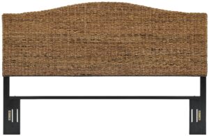 crosley furniture serena handwoven natural fiber rattan bed headboard, banana leaf, king