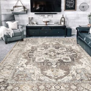 YOUFORTONG Area Rugs 9x12 Washable Non-Slip Rug Stain Resistant Rugs for Living Room Dining Room Bedroom Low-Pile and Ultra Soft Area Rug (Beige, 9x12)