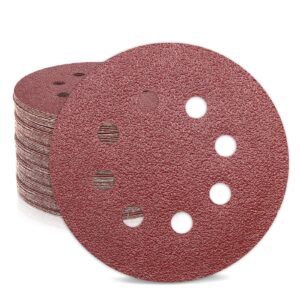 zehiq 5 inch sandpaper 40 grit, coarse grit 8 hole sanding disc hook and loop sandpaper aluminum oxide round sanding pads for random orbital sanders, 30 pieces