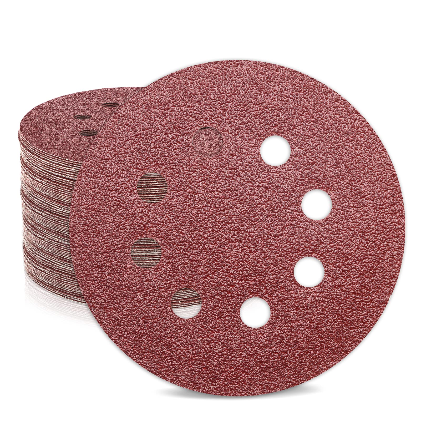 ZEHIQ 5 Inch Sandpaper 40 Grit, Coarse Grit 8 Hole Sanding Disc Hook and Loop Sandpaper Aluminum Oxide Round Sanding Pads for Random Orbital Sanders, 30 Pieces