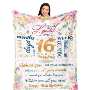 ruvinzo sweet 16 gifts for girls, 16th birthday gifts for girls, 16 year old girl gift ideas, best sweet birthday gifts for 16 year old girl, cool sweet sixteen gifts blanket 60” x 50” for girls