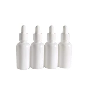 BEGIKET 1oz White Coated Glass Dropper Bottle,12PCS 30ml Eye Dropper Bottles for Essential Oils, Cuticle Oils, Body Oils, Travel Liquid Leak-Proof Bottle,with White Cap and Pipettes