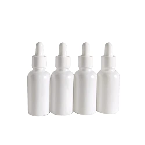 BEGIKET 1oz White Coated Glass Dropper Bottle,12PCS 30ml Eye Dropper Bottles for Essential Oils, Cuticle Oils, Body Oils, Travel Liquid Leak-Proof Bottle,with White Cap and Pipettes