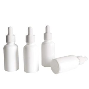 BEGIKET 1oz White Coated Glass Dropper Bottle,12PCS 30ml Eye Dropper Bottles for Essential Oils, Cuticle Oils, Body Oils, Travel Liquid Leak-Proof Bottle,with White Cap and Pipettes