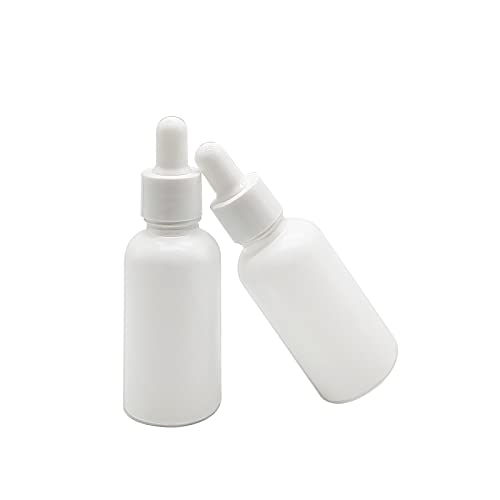 BEGIKET 1oz White Coated Glass Dropper Bottle,12PCS 30ml Eye Dropper Bottles for Essential Oils, Cuticle Oils, Body Oils, Travel Liquid Leak-Proof Bottle,with White Cap and Pipettes