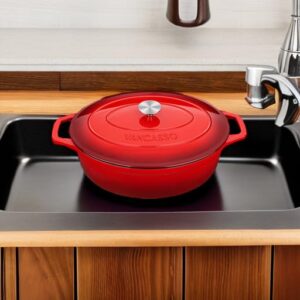 vancasso Enameled Cast Iron Dutch Oven, 9.3 Quart Dutch Oven Pot with Lid, Oval Dutch Oven Cast Iron Pot with Non Stick Enamel Coating for Bread Baking, Red