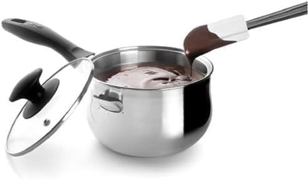 Ibili Stainless Steel All in One Piece Double Boiler Pot Including Lid - Double-Walled with Built in Space to Insert Water for Melting Chocolate, Candy and Candle Making, 1.05 quart Capacity (Sliver)