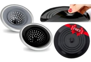 time of shop - 1pair sink strainers for kitchen sink food catcher with free universal drain stopper. these cleaning products,sink stopper kitchen drain and drain cover shower are apartment must haves!