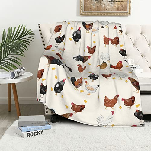 KOPOEELK Chicken Blanket for Kids, Cute Chicken Throw Blanket, Chicken Gifts for Chicken Lovers, Soft Cozy Flannel Throw Blanket for Chicken Decor 50x40 Inches