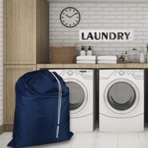 Super Extra Large Heavy Duty 100% Nylon Laundry Storage Bag, H U G E size: L 40" x H 50", Family size Bag with Locking Closure Drawstring, Machine Washable, XXL Organizer Bag. Made in USA (NAVY BLUE)