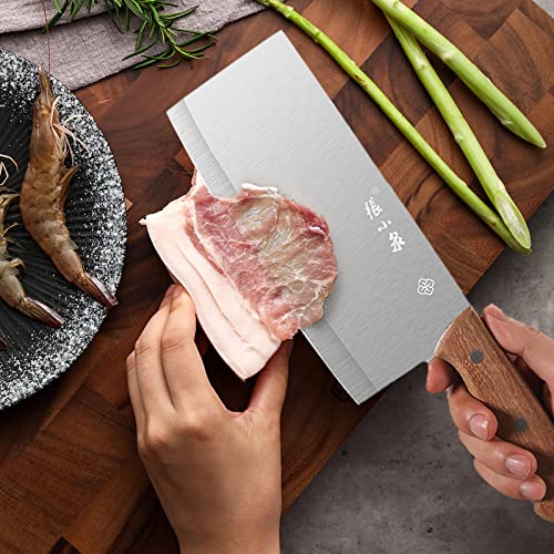 ZHANG XIAO QUAN SINCE 1628 Chinese Chef's Knife，Stainless Steel Meat And Vegetable Cleaver Knife with Ergonomic and Sturdy Wooden Handle