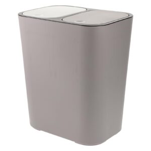 ipetboom 1pc double compartment trash can wet & dry trash can recycling bin household toilet trash can trash can with lid wet & dry trash can for home office-gray (12.97x11.28x8.14in)