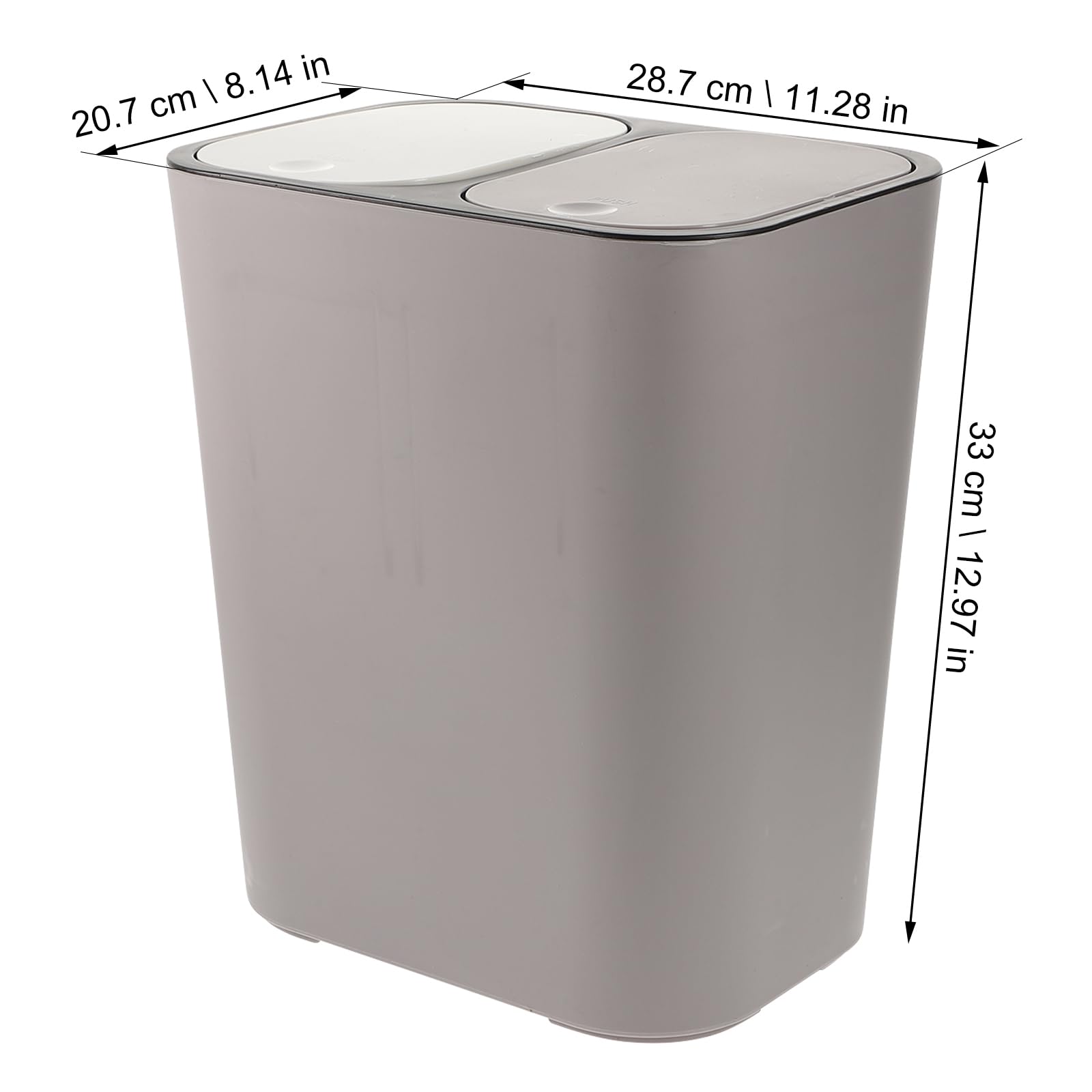 Ipetboom 1pc Double Compartment Trash Can Wet & Dry Trash Can Recycling Bin Household Toilet Trash Can Trash Can with Lid Wet & Dry Trash Can for Home Office-Gray (12.97X11.28X8.14in)