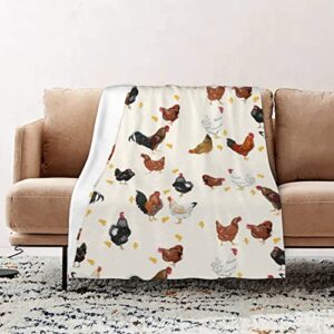 KOPOEELK Chicken Blanket for Kids, Cute Chicken Throw Blanket, Chicken Gifts for Chicken Lovers, Soft Cozy Flannel Throw Blanket for Chicken Decor 50x40 Inches