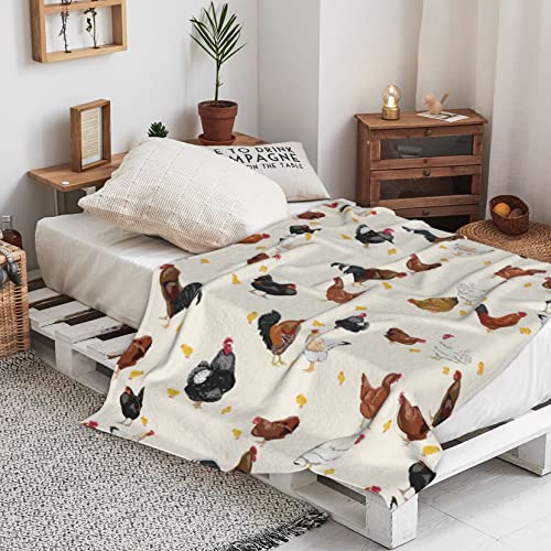 KOPOEELK Chicken Blanket for Kids, Cute Chicken Throw Blanket, Chicken Gifts for Chicken Lovers, Soft Cozy Flannel Throw Blanket for Chicken Decor 50x40 Inches