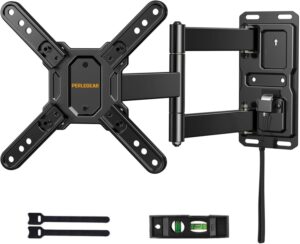 perlegear lockable rv tv mount for 13–42 inch tvs up to 44 lbs, full motion rv tv wall mount with swivel, tilt, pull cord lock, rv tv mount for camper, rv, motorhome, max vesa 200x200mm, pglrvf2