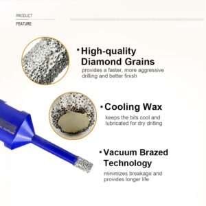 SHDIATOOL Diamond Tile Drill Bits Set,Porcelain Hole Saw, Cutter for Marble Ceramic Granite 9pieces(6/6/20/25/35/50/75/100mm/2 inch)