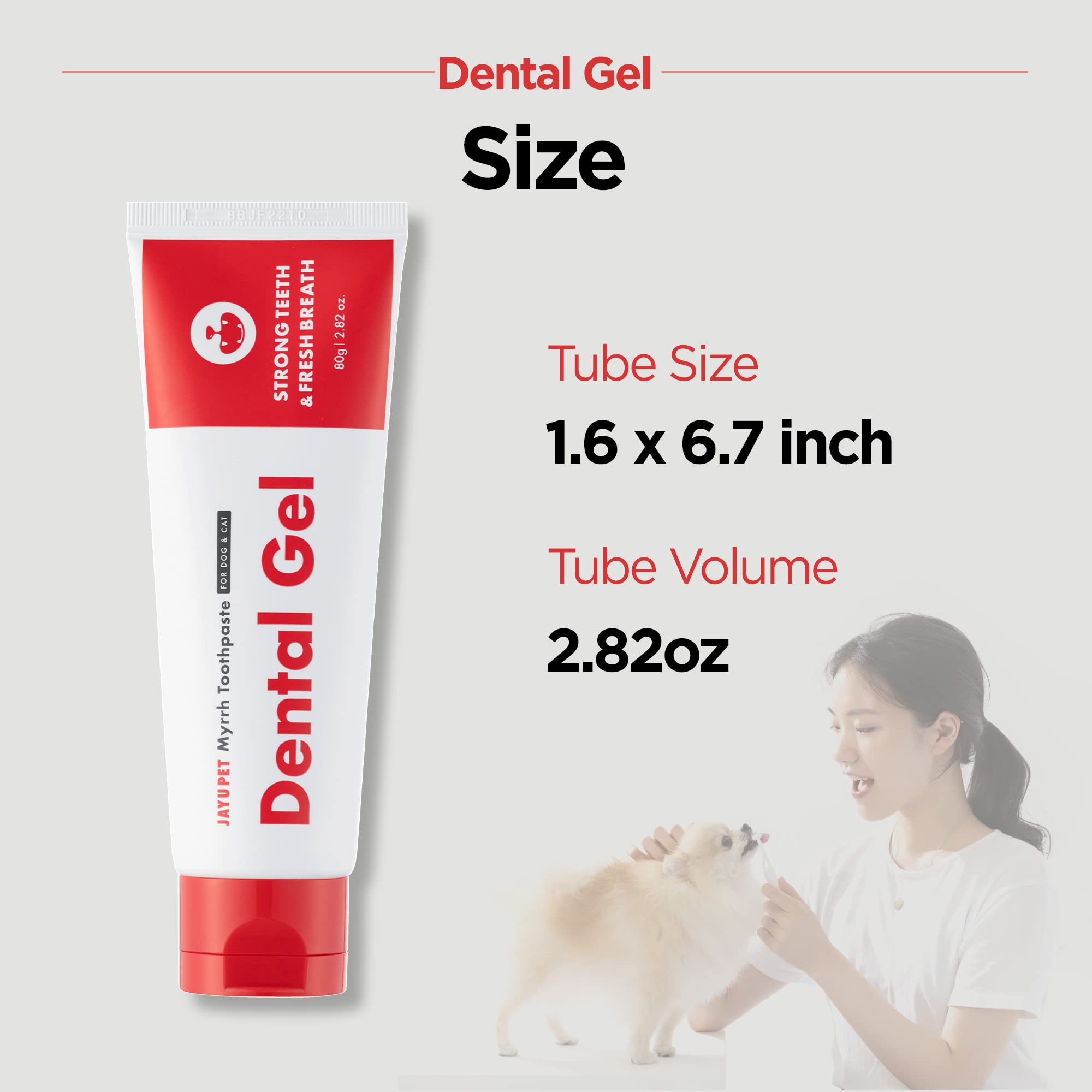 JAYU PET Dental Gel - Dog Cat Toothpaste, Removing Plaque and Tartar, Teeth Cleaning & Breath Freshener, Puppy Kitten Dental Care with Vet Approved (2.82oz. 80g)