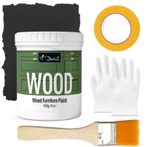 dwil matte finish furniture paint - 5 oz wood paint for cabinets, doors, tables, and dressers refinishing - water-based, non-toxic & odorless, easy to apply(black)-trial pack