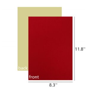 YaoHui 3PCS Self Adhesive Felt Sheet, Felt Sheets with Adhesive Backing, Peel and Stick Felt Sheets Adhesive Backed, A4 Size Felt Adhesive Sheet (8.3" x 11.8", Red)