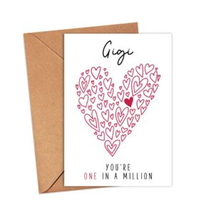 Yanashop88 Gigi You're One In A Million Card - Gigi Birthday Card - Thank You Greeting Card - Card For Her - Anniversary Card - Mother's Day Card - Thank You Card - I Love You Gigi Card