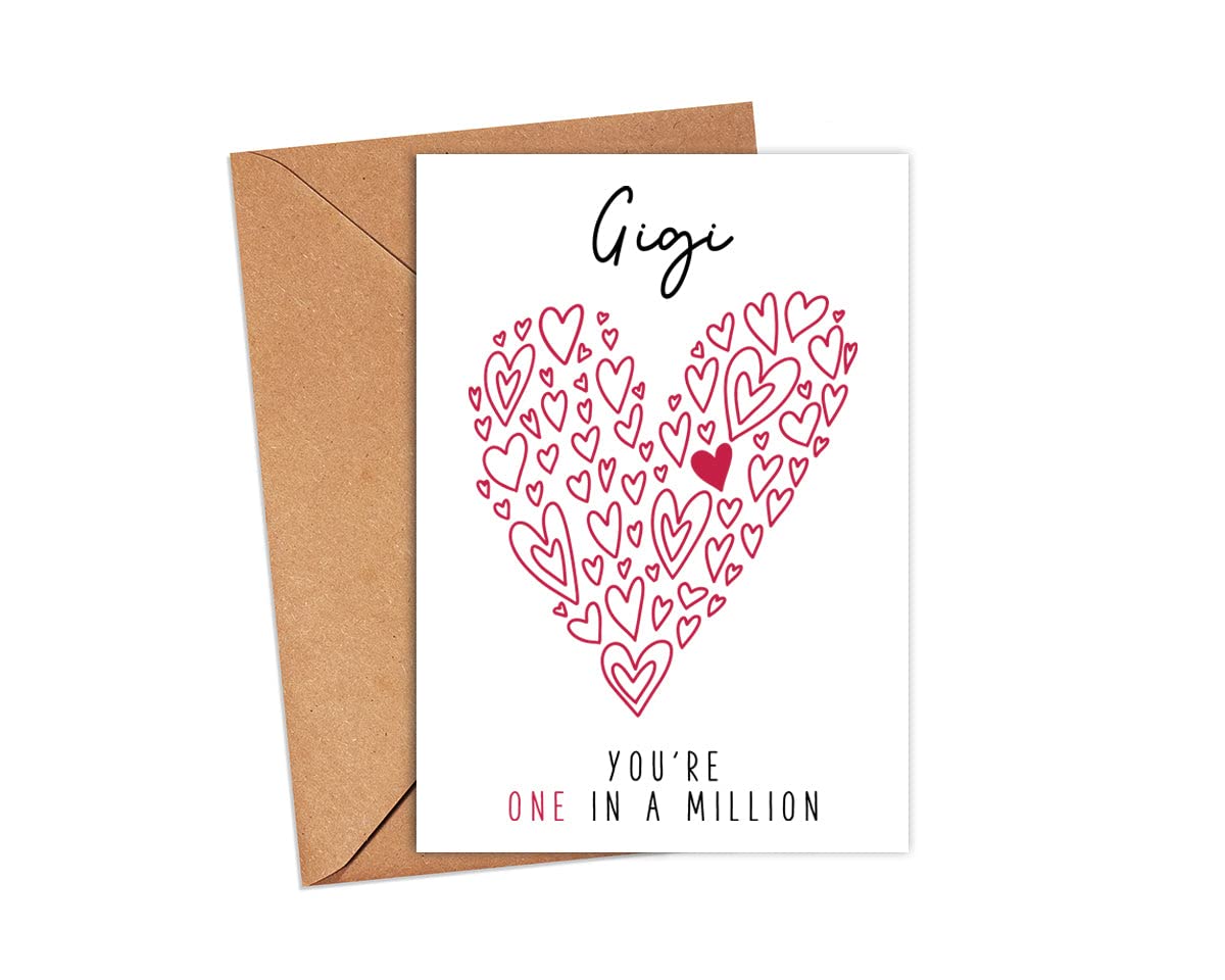 Yanashop88 Gigi You're One In A Million Card - Gigi Birthday Card - Thank You Greeting Card - Card For Her - Anniversary Card - Mother's Day Card - Thank You Card - I Love You Gigi Card