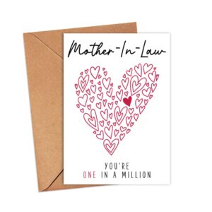 Mother-In-Law You're One In A Million Card - Mother-In-Law Birthday Card - Thank You Greeting Card - Card For Her - Anniversary Card- Mother's Day Card- Thank You Card- I Love You Mother-In-Law Card