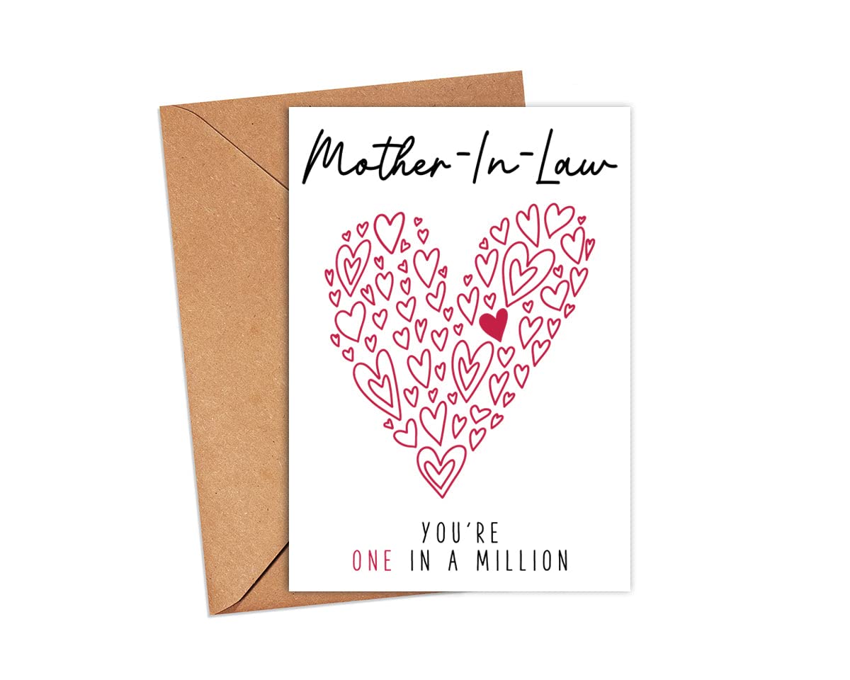 Mother-In-Law You're One In A Million Card - Mother-In-Law Birthday Card - Thank You Greeting Card - Card For Her - Anniversary Card- Mother's Day Card- Thank You Card- I Love You Mother-In-Law Card