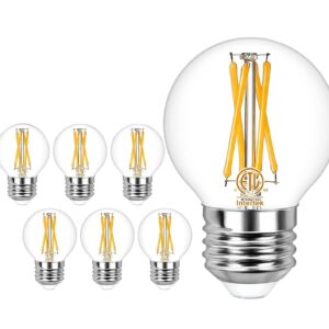 winshine E26 LED Edison Bulbs Dimmable, 3000K Soft White, G16.5 Small Light Bulb 40W Equivalent, 4W Decorative Globe Light Bulbs for Bathroom Vanity, Chandelier, Clear Glass, 120V, 400LM, 6 Pack