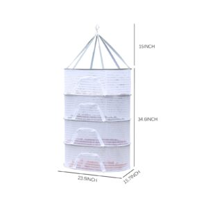 Knchy Hanging Mesh Drying Rack, 4 Layer Collapsible Drying Net Rack Large Clothes Dry Basket with U Shape Zipper, Indoor and Outdoor Plants Dryer for Shrimp, Fish, Fruit, Vegetable, Herb Dehydrating