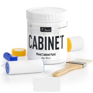 dwil cabinet paint all match - 32 oz white | waterproof, no sanding, low odor | kitchen and bathroom cabinet makeover kit