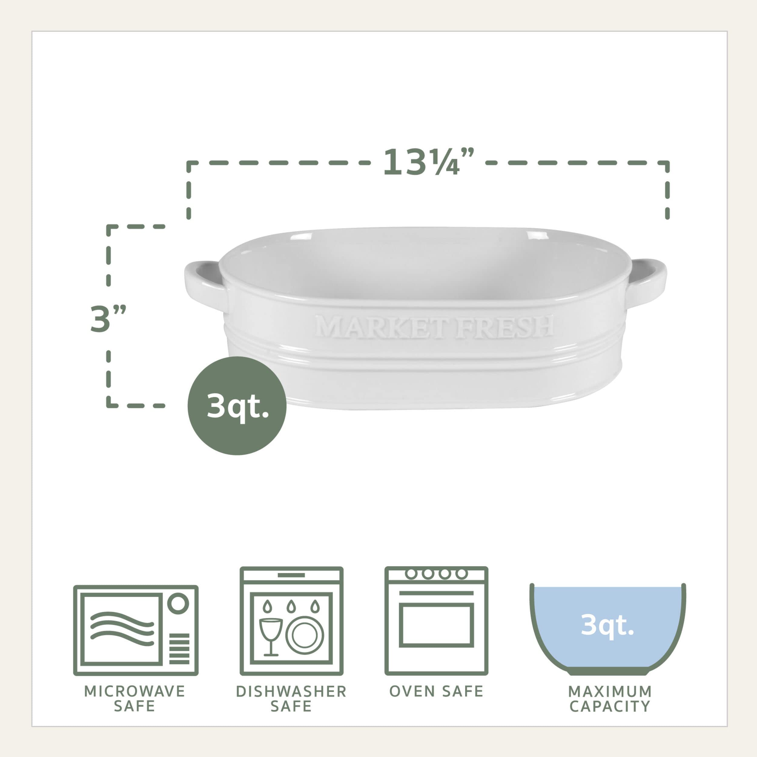 Everyday White by Fitz and Floyd Market Fresh Casserole Baking Dish, 3 Quart