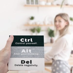 CTRL+ALT+DEL Black and White Wooden Sign Desk Decor,Inspirational Wood Block Sign Desk Decorations for Home Bedroom Office Workplace Desk Shelf Table Decor