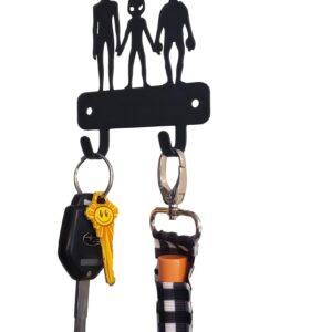 The Metal Peddler Miniature Alien Family Key Holder for Wall - XS 3.5 Inch - Made in USA