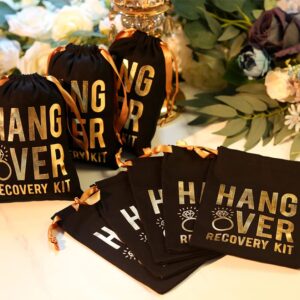 Cytdkve Gold Foiled Hangover Favor Bag Bachelorette Party Favor Bag, Wedding Bridal Shower Party Favors Hangover Kit Bags (10 Pieces, Black, 5 x 7 Inch)