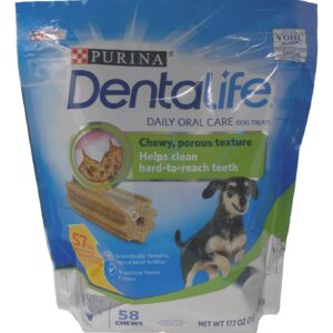 Daily Oral Care Chews Dental Dog Treats - Mini Snacks for Small Breeds (58 Count) - Plus Rope Toy and Fun Animal Facts Booklet Bundle