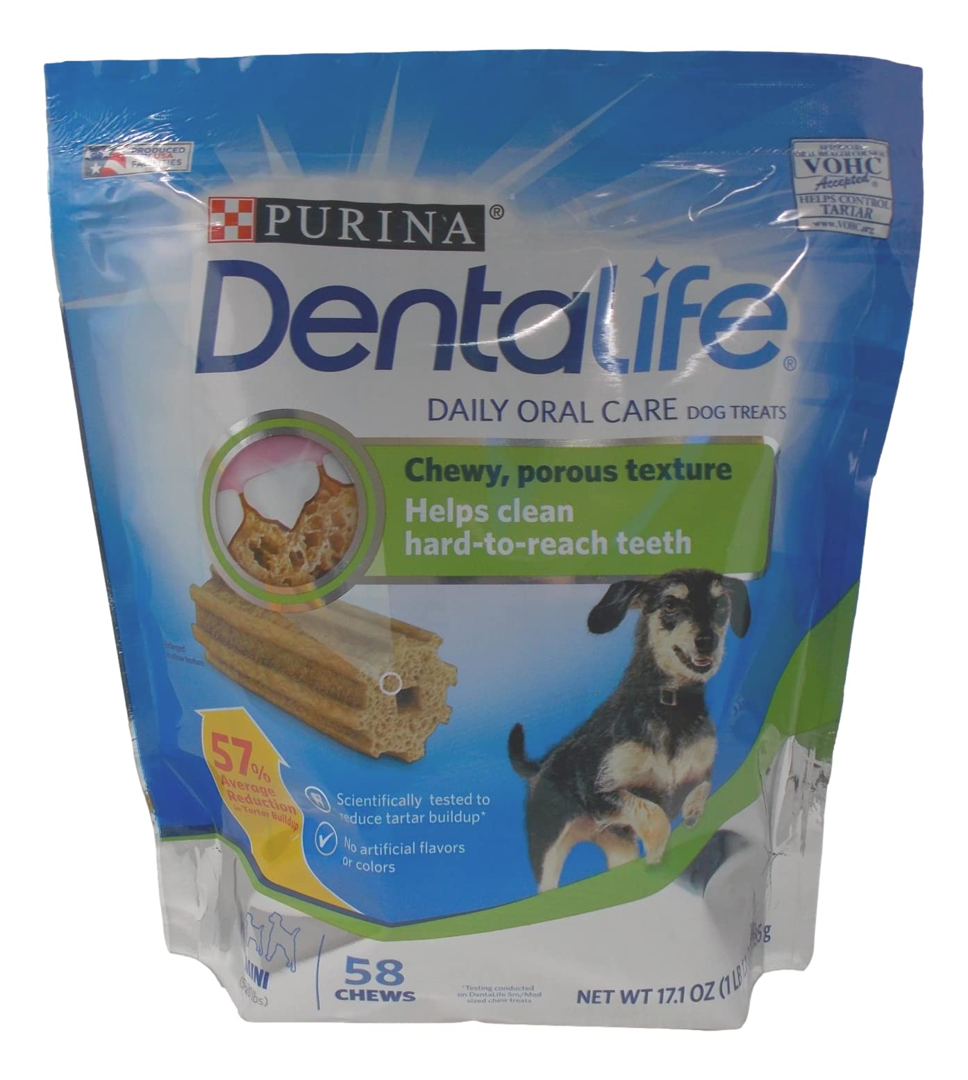 Daily Oral Care Chews Dental Dog Treats - Mini Snacks for Small Breeds (58 Count) - Plus Rope Toy and Fun Animal Facts Booklet Bundle