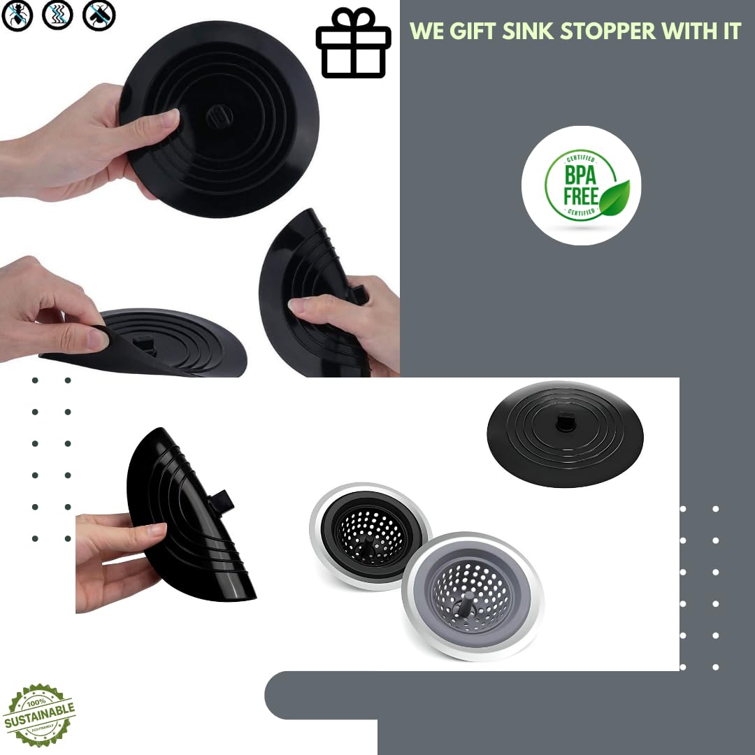 TIME OF SHOP - 1Pair Sink Strainers for Kitchen Sink Food Catcher with FREE Universal Drain Stopper. These Cleaning Products,Sink Stopper Kitchen Drain and Drain Cover Shower are Apartment Must Haves!