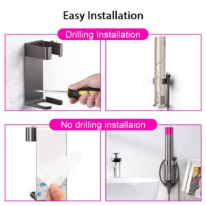 JLNJLE Wall Mount Holder Compatible with Dyson Airwrap/Shark FlexStyle, Curling Wand Organizer Heat Resistant, Hair Styling Tool Storage No Drilling for Flat Irons, Hair Straighteners Within 1.8inch