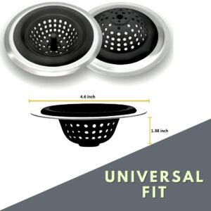 TIME OF SHOP - 1Pair Sink Strainers for Kitchen Sink Food Catcher with FREE Universal Drain Stopper. These Cleaning Products,Sink Stopper Kitchen Drain and Drain Cover Shower are Apartment Must Haves!