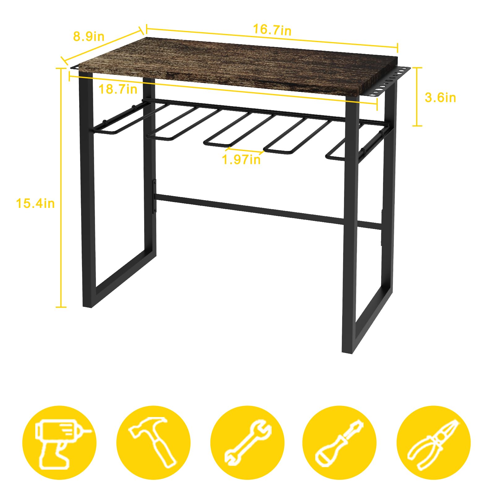 melos Tool Storage Holder, Wall Mount Style for Power Tool Drill as Heavy Duty Tool Shelf & Tool Rack with Compact Design