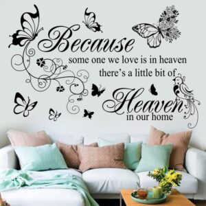 Wall Decals Inspirational Wall Saying Because Someone We Love is in Heaven Vinyl Wall Decor Peel and Stick Lettering Words Memory Wall Art Sign Wall Sticker for Living Room Bedroom Home Decor.