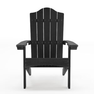 LUE BONA Adirondack Chairs Set of 4, Black Poly Adirondack Chair, Modern Plastic Adirondack Fire Pit Chairs Weather Resistant for Patio, Porch, Deck, Pool, Garden, Backyard